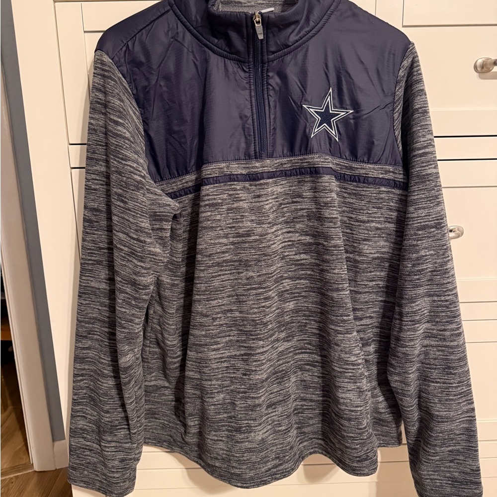 Dallas Cowboys Gray and Blue Quarter-Zip Pullover